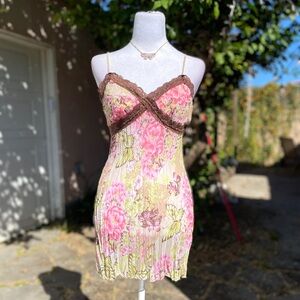 Vintage Pink and Brown Floral Butterfly Top